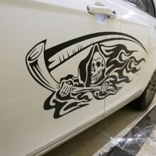 (Black) Big Size 180 CM Death Evil Car Stickers Sickles Skull Terrified Car Styling Decal Waterproof Vinyl Auto Accessories
