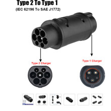 1PCS Type 2 To Type 1 EV Charging Adaptor Electric Vehicles Charger Connector