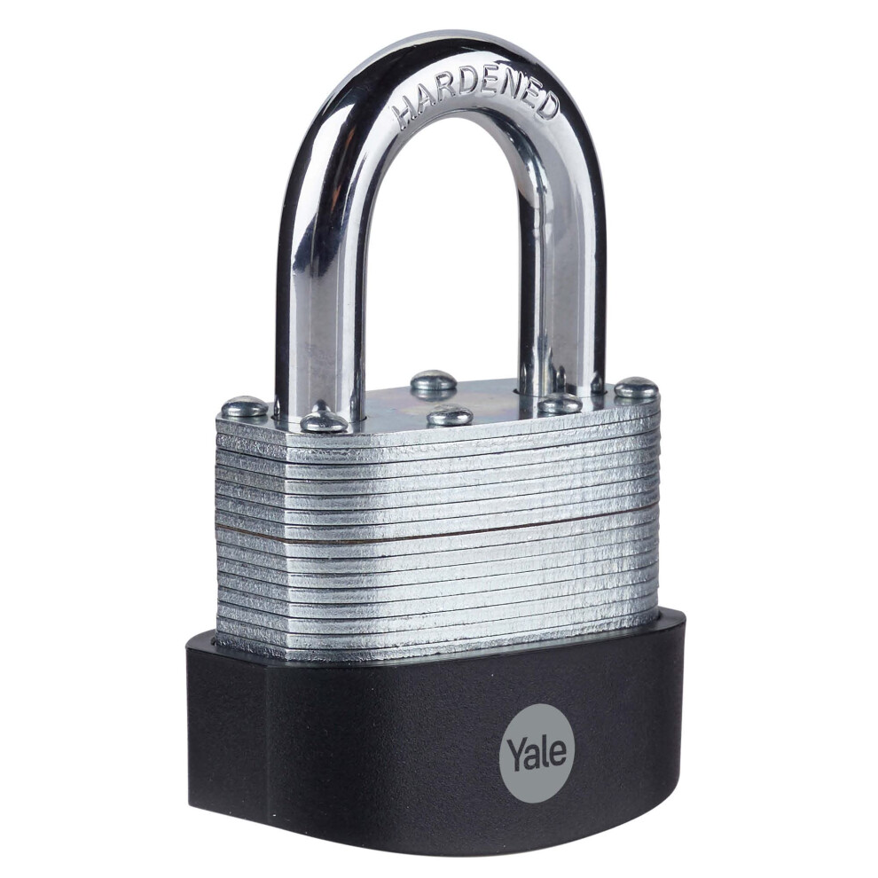 Yale - Y125b/50/129/1 High Security 50Mm Laminated Steel Padlock - Open Hardened Steel Shackle - 3 Keys