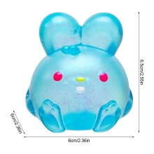 (Blue) Glitter Bunny Realistic Rabbit Squeeze Stress Relief Toy Squeeze Fidget Anxity
