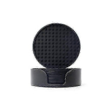 (10cm*10cm*0.5cm, black) Silicone Coaster Round Non-slip Thickened Tabletop Water Cup Hot Insulation Mat Teacup Mat Set  WY-26
