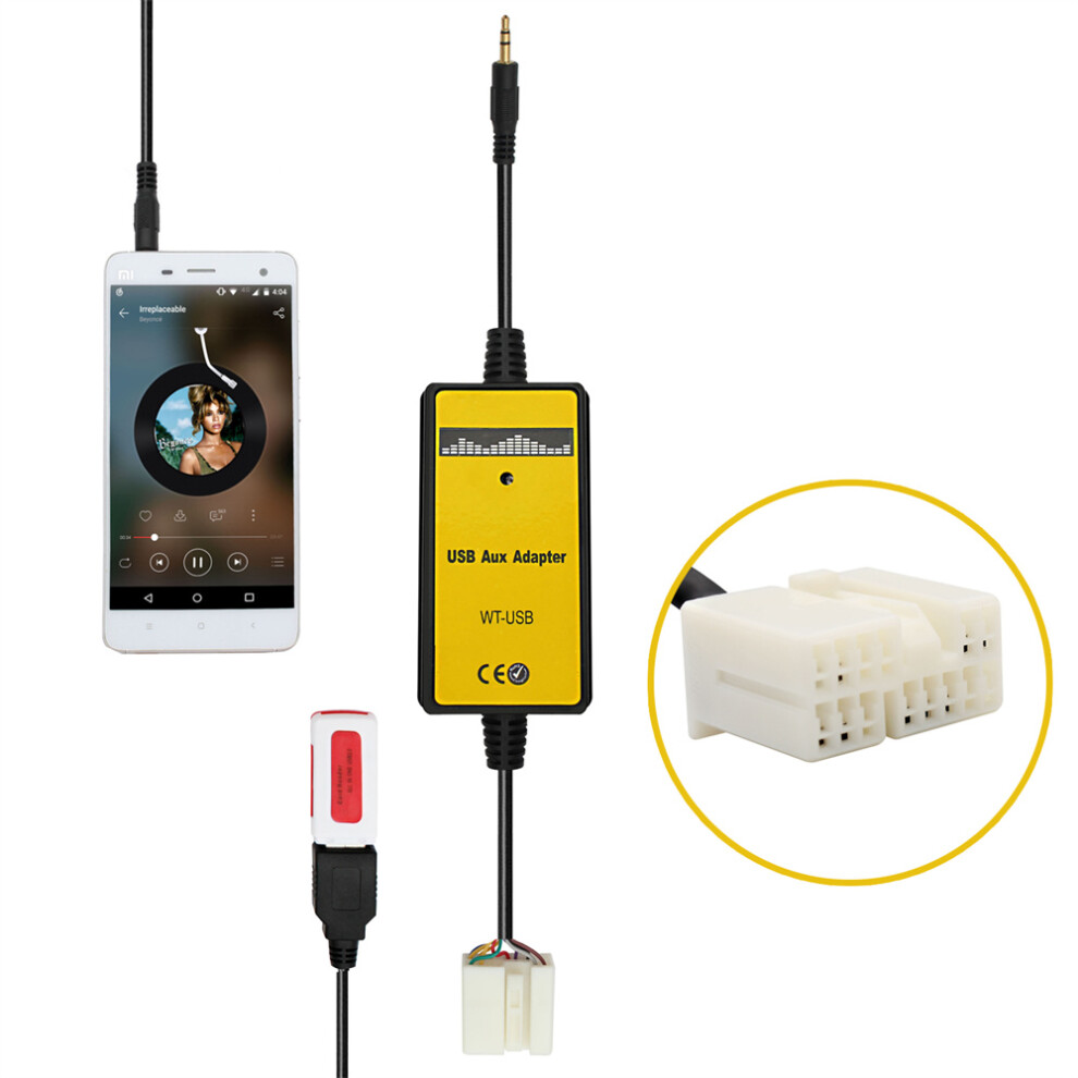 Car Usb In Adapter Stereo Digital Cd Changer 3.5Mm Aux Interface 12V For Honda 110691683441