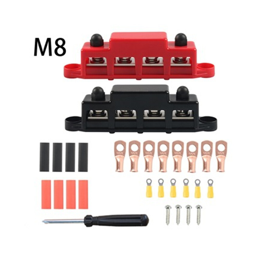 (M8-4 150A) And Pair 4 Post Busbar Bus Bar Power Distribution 12V 150/300A 3/8"-5/16" Red/Black 110691675521