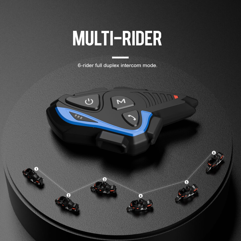 1Pcs Motorcycle Intercom Helmet Bluetooth-Compatible Headset For 6 Rider 2000M 110691683694