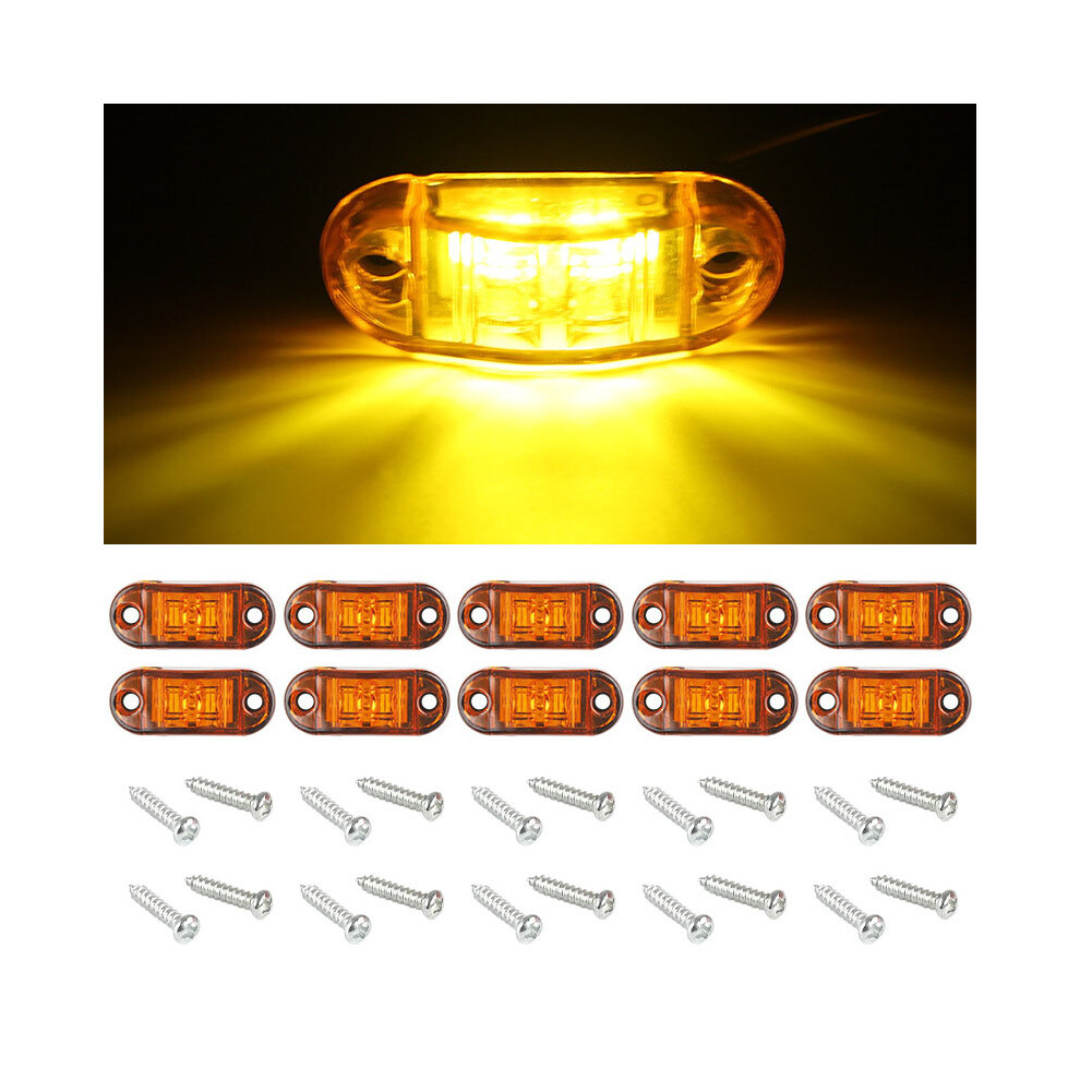 ( Light) 10Pc Clearance Led Side Marker Lights For Trailer, Truck, Caravan 12-24V Yellow/Light 413590920908