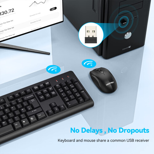 TeckNet TECKNET 2.4G Wireless Keyboard and Mouse Combo UK Layout Full Size Silent 1