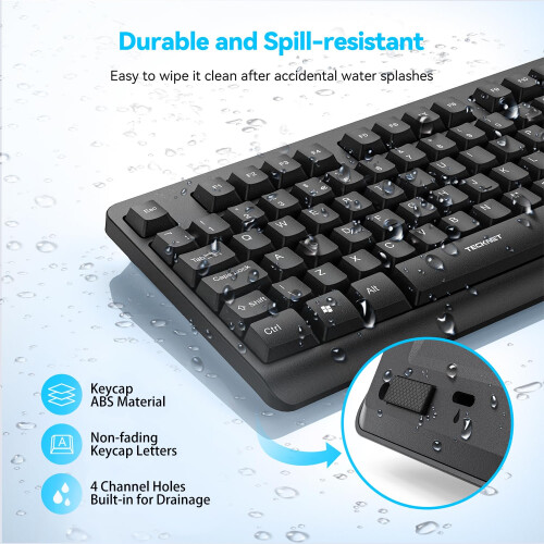 TeckNet TECKNET 2.4G Wireless Keyboard and Mouse Combo UK Layout Full Size Silent 2