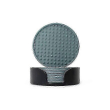 (10cm*10cm*0.5cm, gray-blue) Silicone Coaster Round Non-slip Thickened Tabletop Water Cup Hot Insulation Mat Teacup Mat Set  WY-26