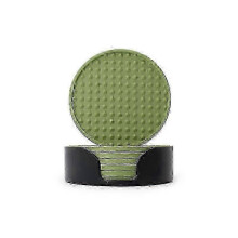 (10cm*10cm*0.5cm, green) Silicone Coaster Round Non-slip Thickened Tabletop Water Cup Hot Insulation Mat Teacup Mat Set  WY-26