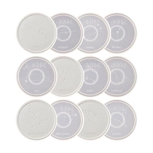 12 Constellation Coaster Molds 12Pcs Silicone Epoxy Resin Tray Mould