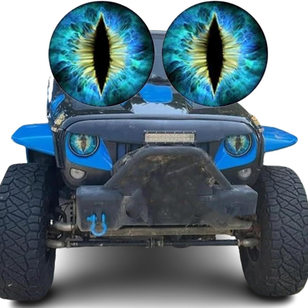 (Blue) 1Pair Beast Eyes Decals 3D Stereo Headlight Eyes Stickers Truck Headlight Decals 110691683618