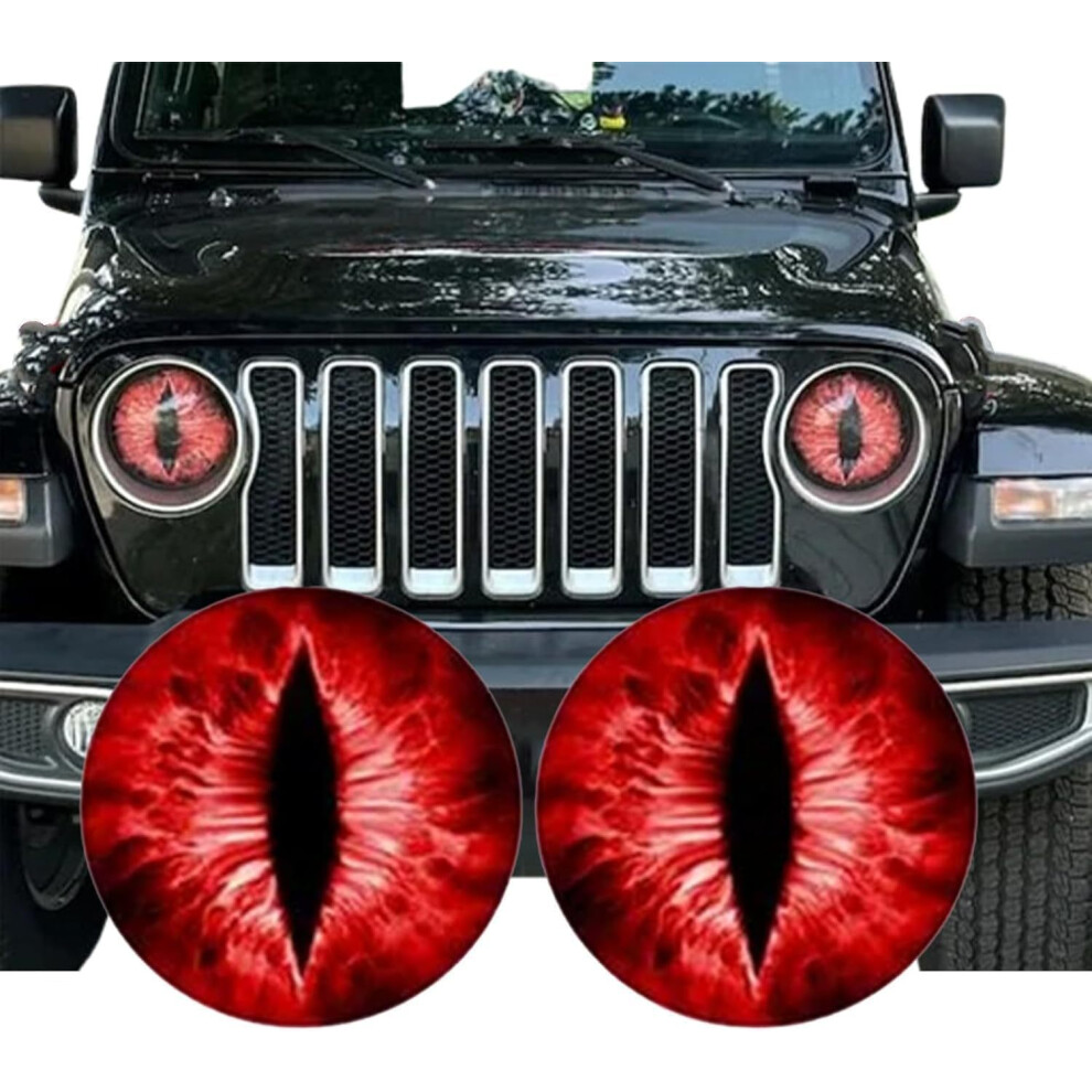 (Red) 1Pair Beast Eyes Decals 3D Stereo Headlight Eyes Stickers Truck Headlight Decals 110691683588