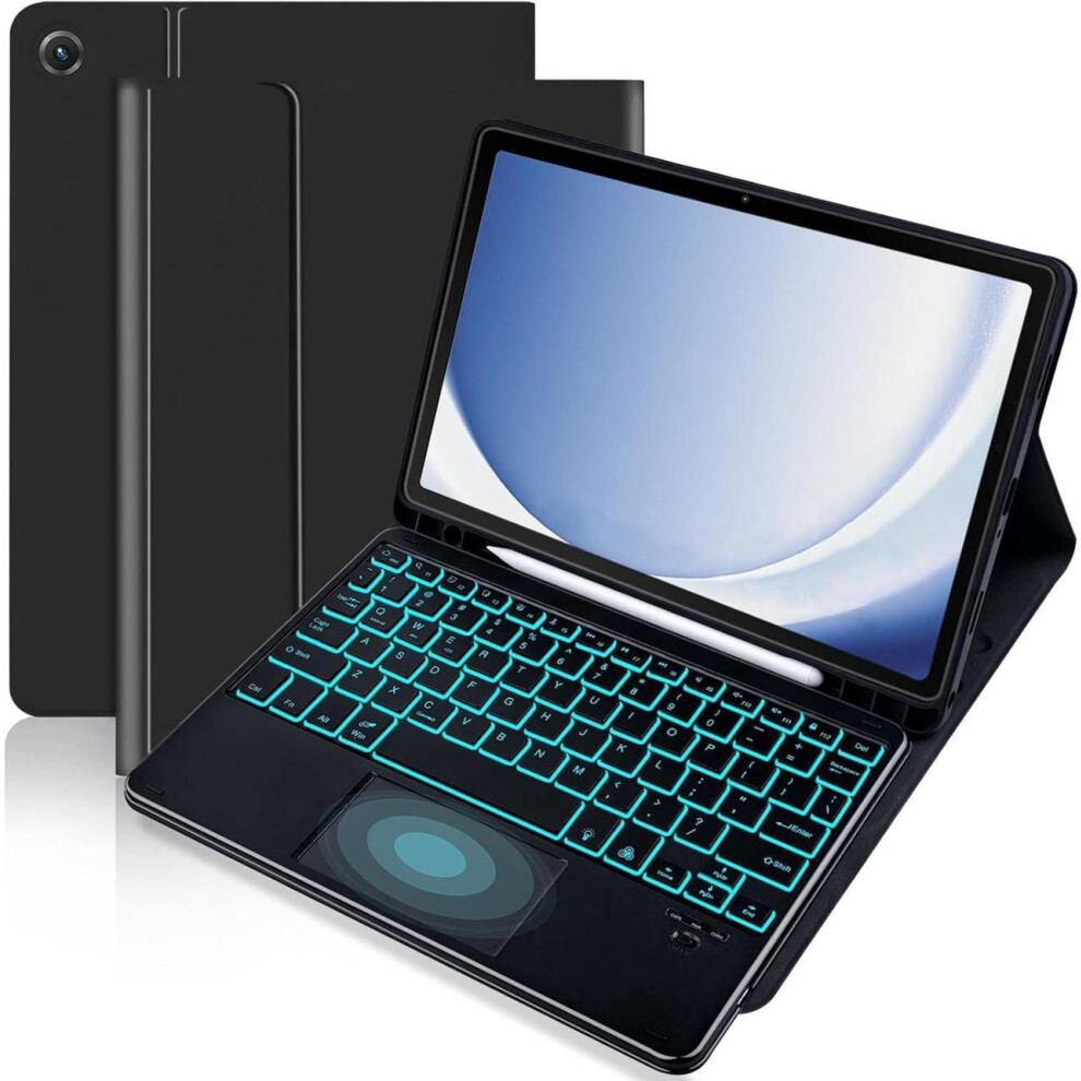 Case With Trackpad Keyboard For Samsung Galaxy Tab A9 Plus 11 Inch Model Sm-X210/X215/X216/X218 With Smart Touchpad 7 Color Backlit Removable Keyboar 609808391275