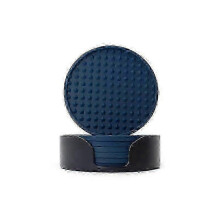 (10cm*10cm*0.5cm, navy blue) Silicone Coaster Round Non-slip Thickened Tabletop Water Cup Hot Insulation Mat Teacup Mat Set WY-26