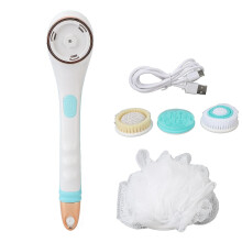 Electric Body Brush Set 360 Degrees Rotating 4 Heads Long Handle Bath Cleansing Scrubber