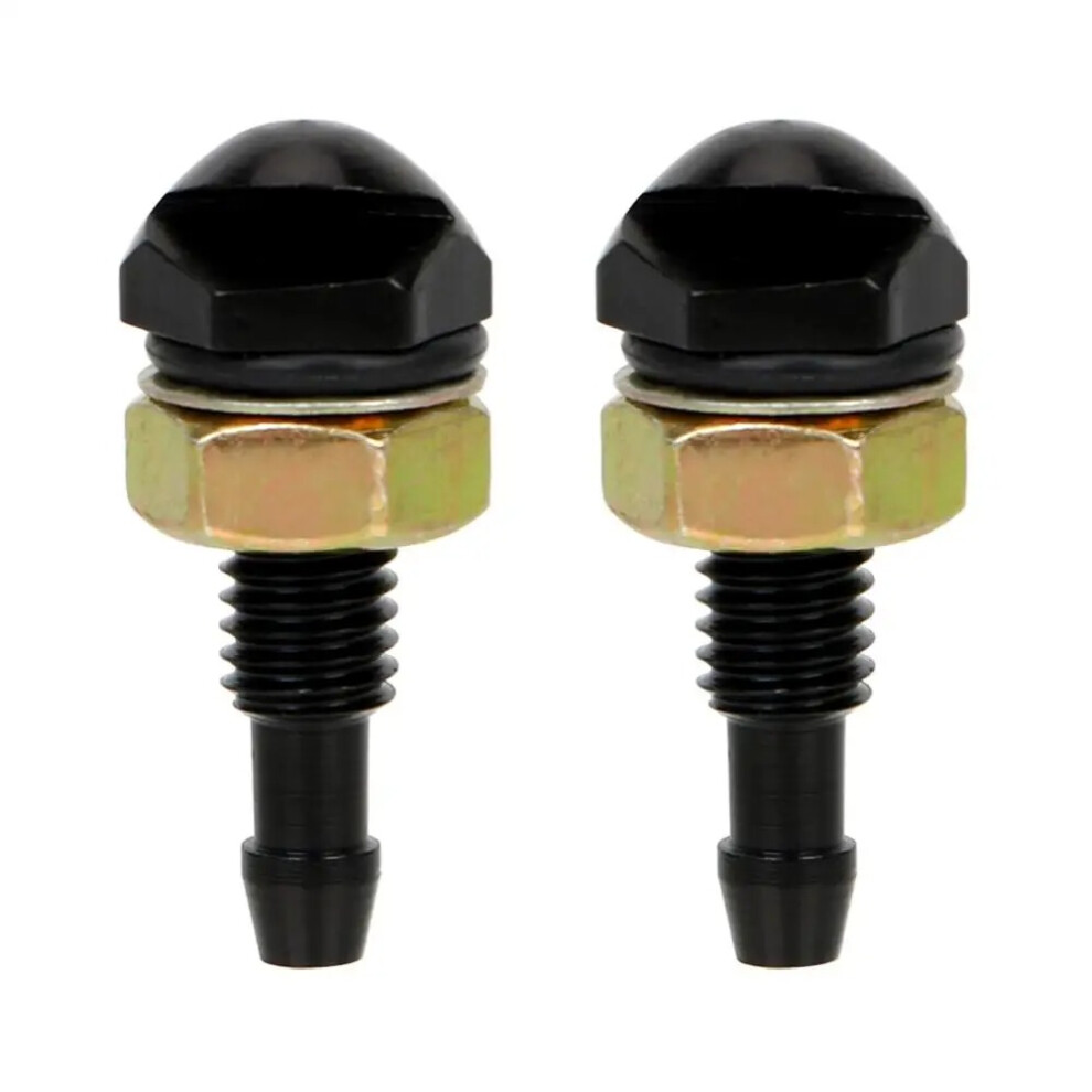 (Black) 2Pcs Fan-Shaped Car Bonnet Front Windshield Water Sprayer Auto Wiper Jet Nozzle Black 110691683809