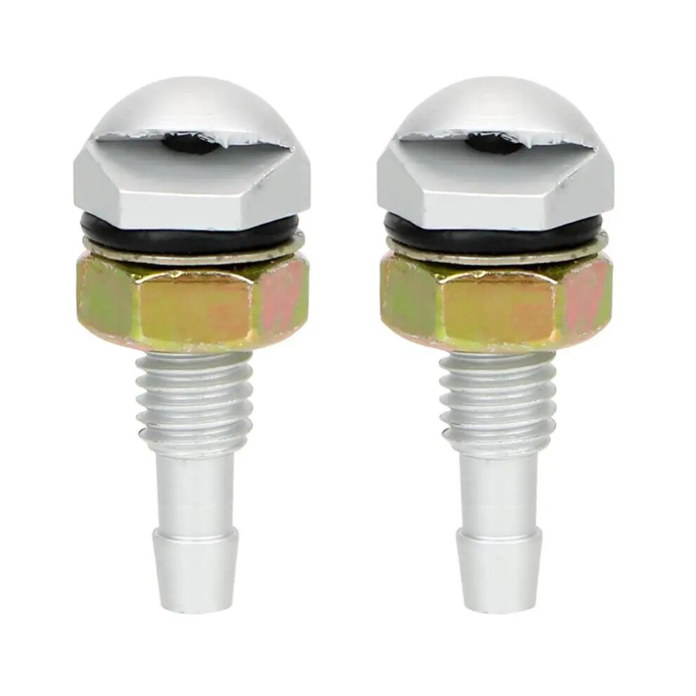 (Silver) 2Pcs Fan-Shaped Car Bonnet Front Windshield Water Sprayer Auto Wiper Jet Nozzle Silver 110691683830