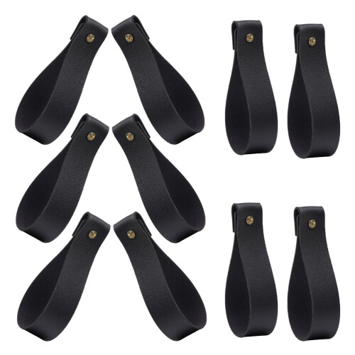 Porte-serviettes décoratif noir à sangles (lot de 10)