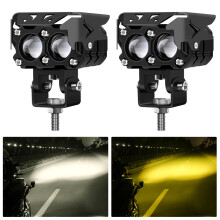 80W LED Spot Lights Auxiliary Motorcycle Headlight Driving Fog Lamp Yellow+White