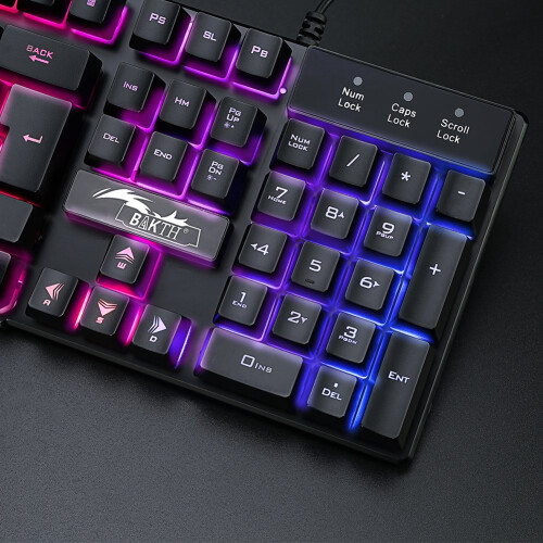 BAKTH Multiple Color Rainbow LED Backlit Mechanical Feeling USB Wired Gaming Keyboard and Mouse Combo for Working or Games 1