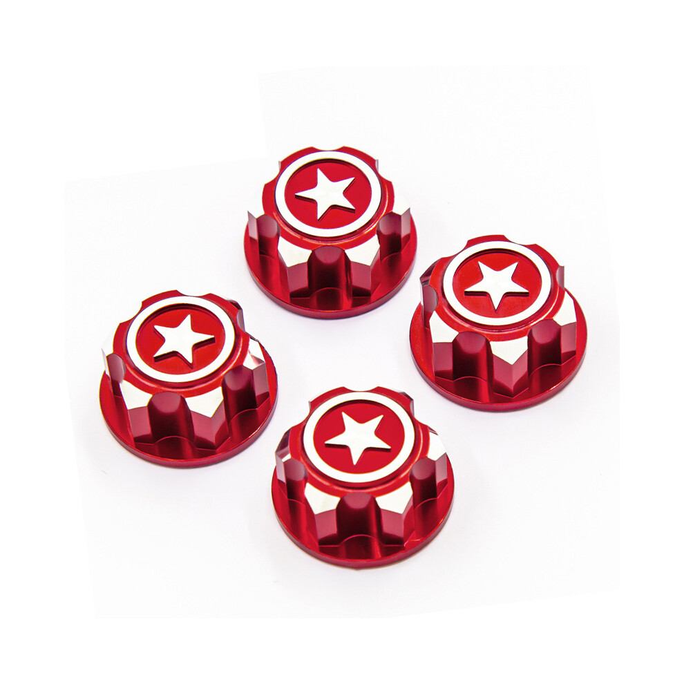 (Red) 4Pcs Rc Car Aluminum 17Mm Hex Wheel Nuts Dustproof Anti-Skid Non-Slip For 1/8 Traxxas X-Maxx Summit E-Revo Buggy Truck Red 110691695758
