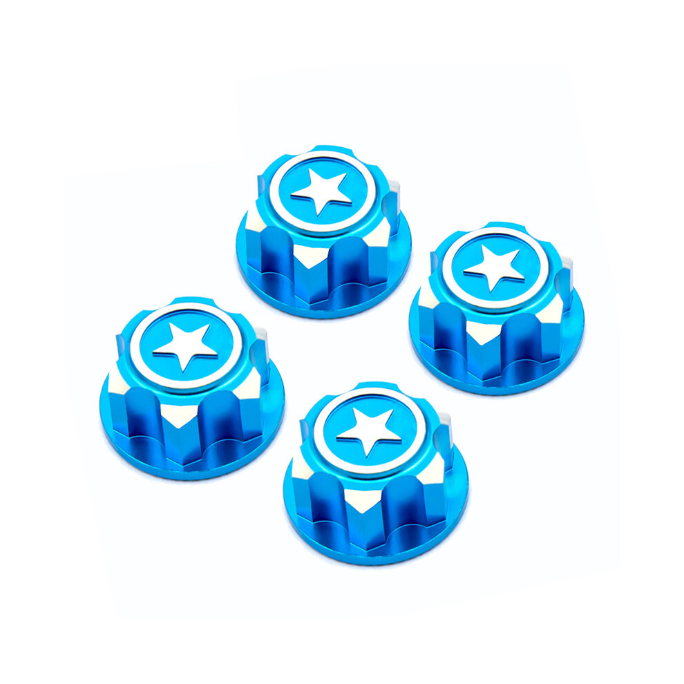 (Blue) 4Pcs Rc Car Aluminum 17Mm Hex Wheel Nuts Dustproof Anti-Skid Non-Slip For 1/8 Traxxas X-Maxx Summit E-Revo Buggy Truck Blue 110691695765