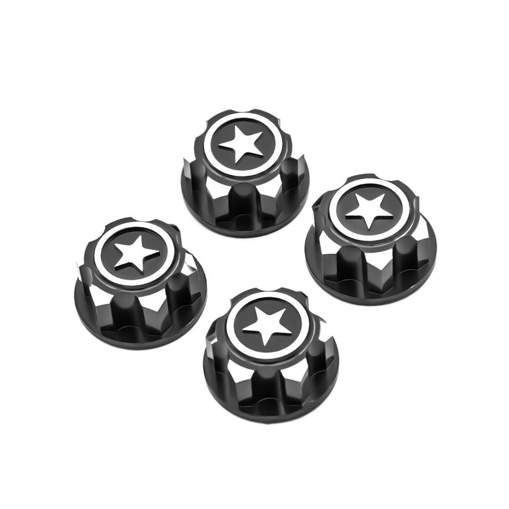 (Black) 4Pcs Rc Car Aluminum 17Mm Hex Wheel Nuts Dustproof Anti-Skid Non-Slip For 1/8 Traxxas X-Maxx Summit E-Revo Buggy Truck Black 110691695789
