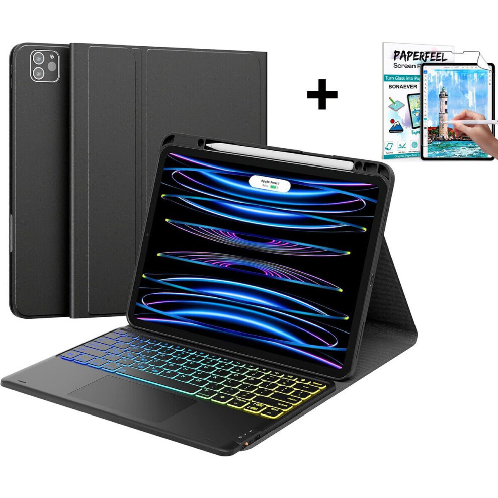 Touchpad Keyboard Case For Ipad Pro 12.9 Inch 2017 2015 (Old Model, 2Nd & 1St Generation) Detachable Bluetooth Color Keyboard Smart Cover With 7 Color 609808374872