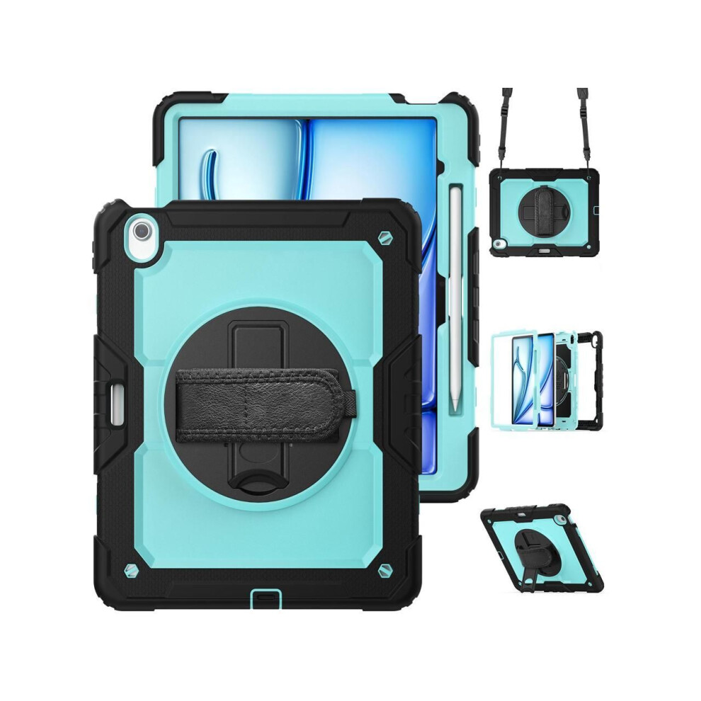Case For Ipad Air 13 Inch M3 2025 / M2 2024 With Built-In Screen Protector, 360 Rotating Stand, Adjustable Shoulder Strap, Pencil Holder 609808384772