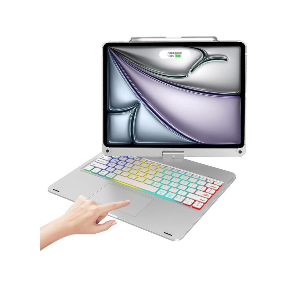 Wireless Keyboard Case For Ipad Air 13 Inch M3 2025 M2 2024, Ipad Pro 12.9 6Th 5Th 4Th 3Rd Gen 2022 - 2018, Trackpad, 360 Rotatable, Wireless Keyboar 609808382587