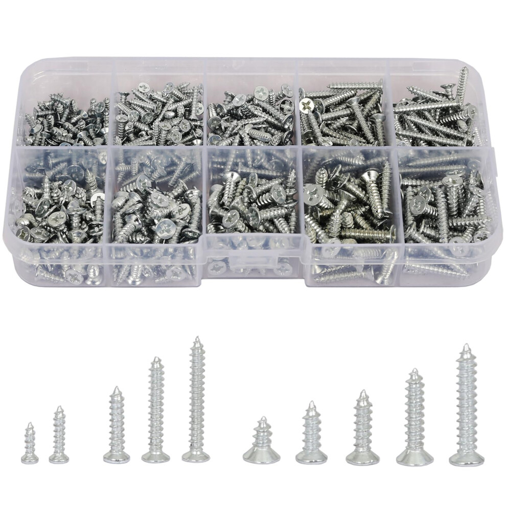 Amlooph Self Tapping Small Screws For Wood, 535Pcs M2 M2.5 M3 Small Wood Screws Assortment 5051226655449