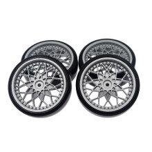 (Silver) Drift Tires Hard Tyre Set Wheel for WPL D12 1:10 RC On-Road Vehicle Drifting Car
