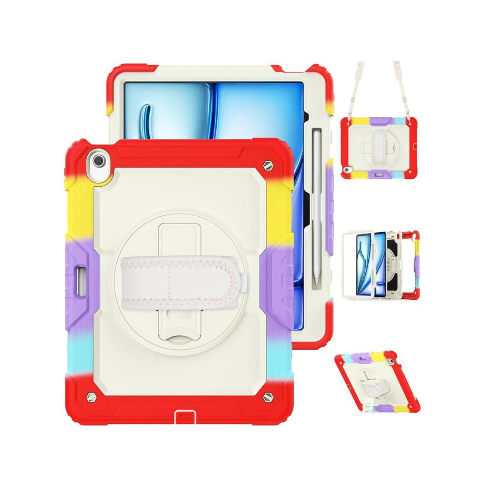 Case For Ipad Air 13 Inch M3 2025 / M2 2024 With Built-In Screen Protector, 360 Rotating Stand, Adjustable Shoulder Strap, Pencil Holder 609808384802