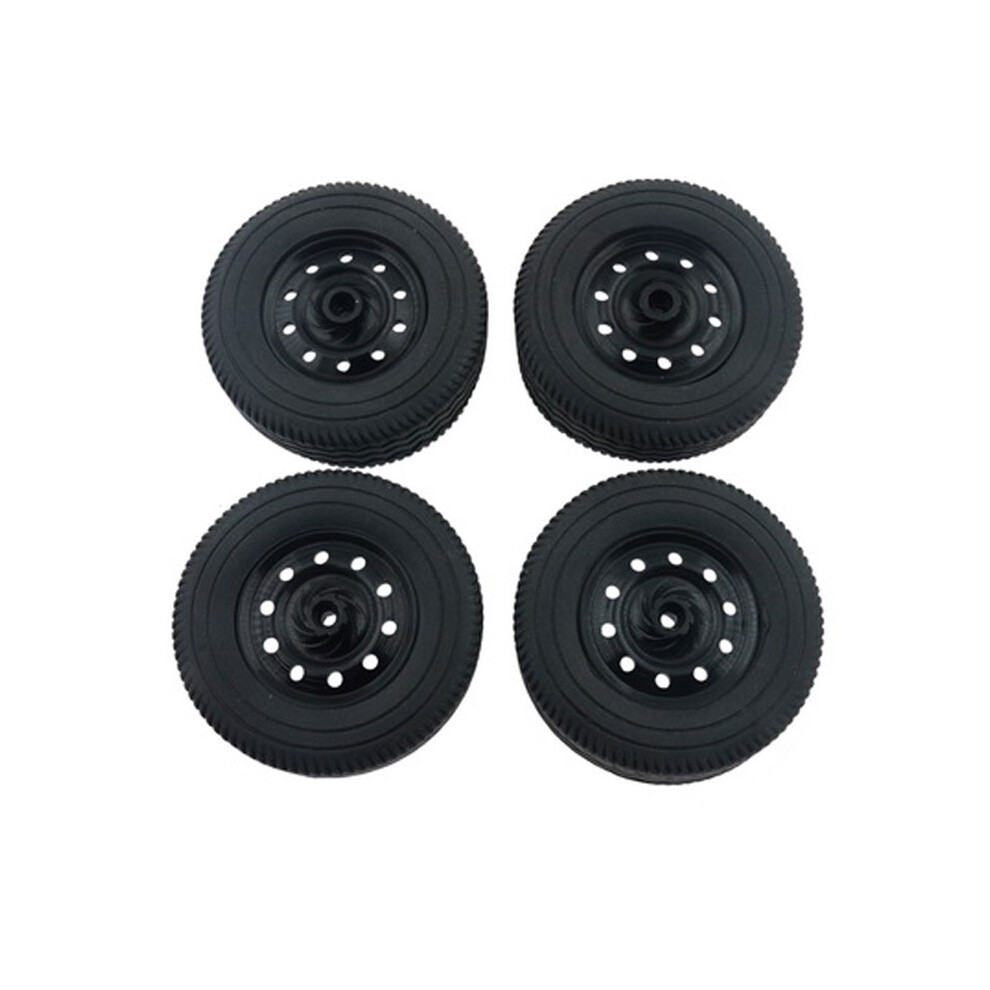 (Black) 4Pcs Metal Wheel Hub Rubber Tire Upgrade Parts For 1/10 Wpl D12 Rc Car Truck Black 110691696595