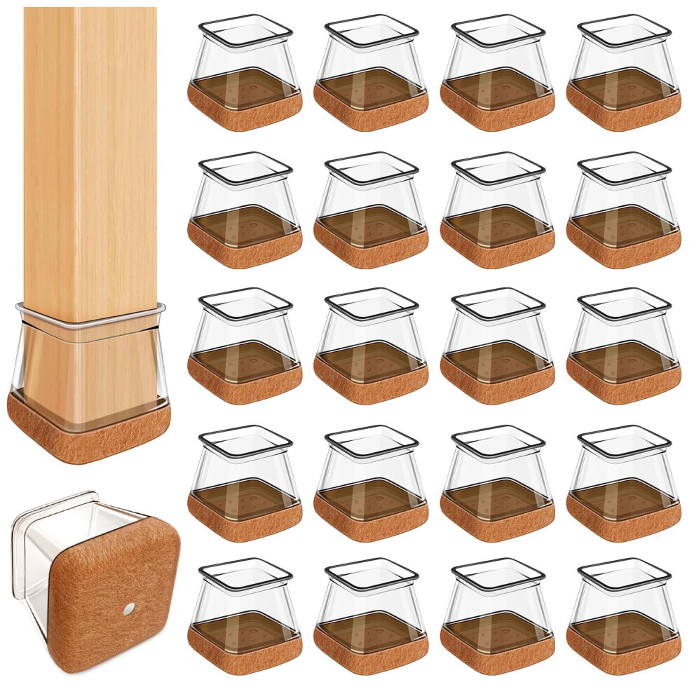 32Pcs Square Chair Leg Floor Protectors With Wrapped Felt, Chair Leg Covers For Hardwood Floors, Silicone Chair Feet Furniture Pads Floor Protectors 5051226655876