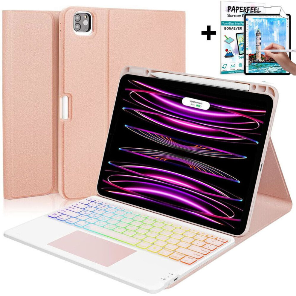 Touchpad Keyboard Case For Ipad Pro 12.9 Inch 2017 2015 (Old Model, 2Nd & 1St Generation) Detachable Bluetooth Color Keyboard Smart Cover With 7 Color 609808374889
