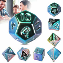 7PCS/set Rainbow Metallic Polyhedral Dice For Dungeons DND RPG MTG Role Play Game