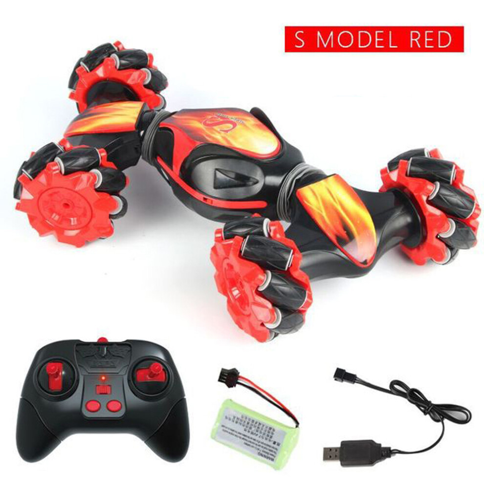 (Red) Remote Control Stunt Car Four-Wheel Drive Off-Road Vehicle Drift Deformation Climbing Children Gift Toys Red 110691685414