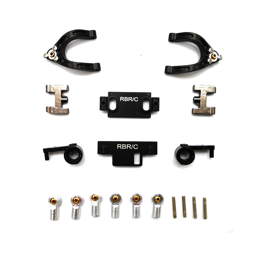 (Black) Metal Upper Lower Swing Arm Steering Cup Kit Replacement For Wpl D12 1/10 Rc Truck Black 110691696694