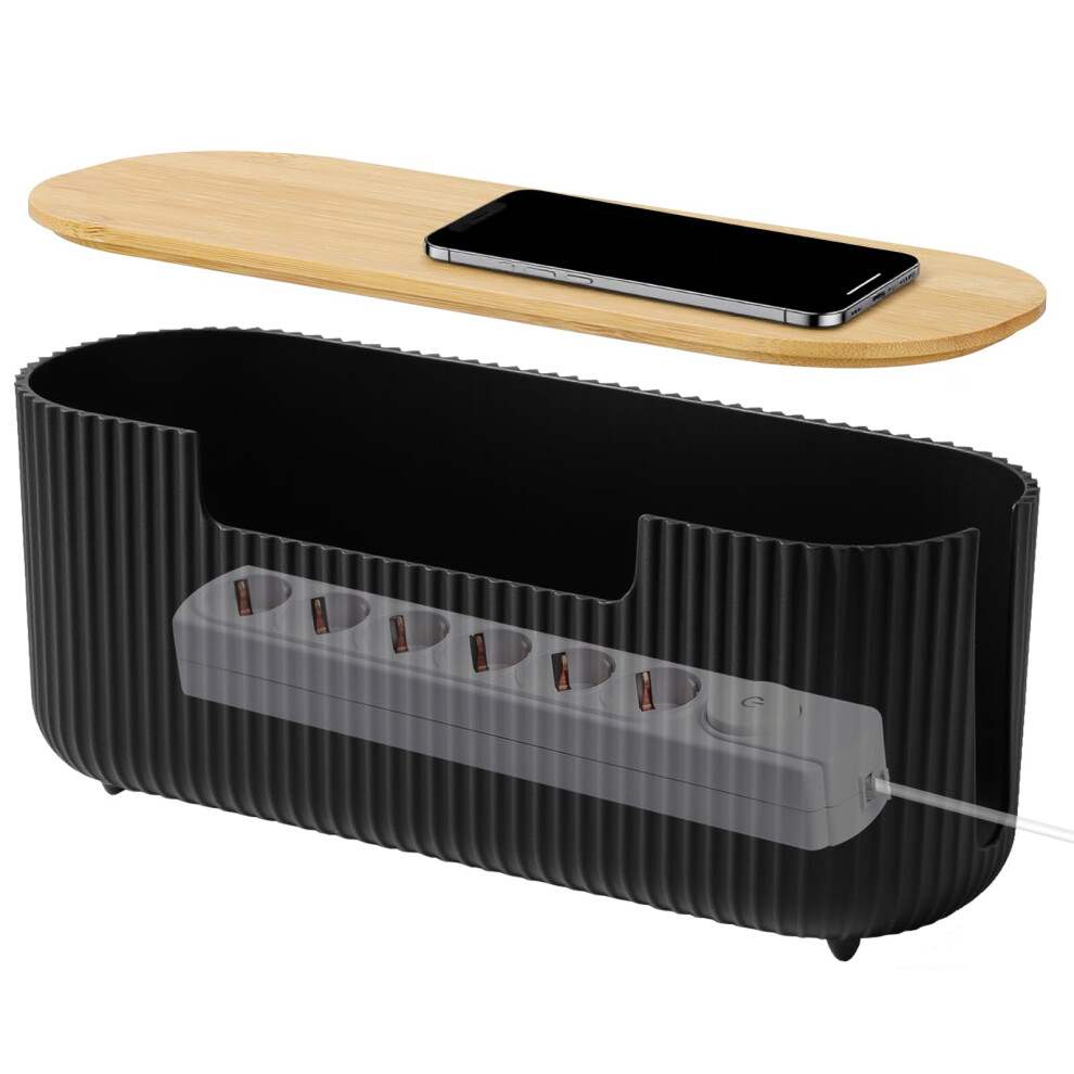 Cable Management Box Surface Wiring Cable Tray Cable Tidy Box Power Strips Cords Organizer Wire Storage Box With Lid Hiding Messy Cable Wire Box 5051226576010
