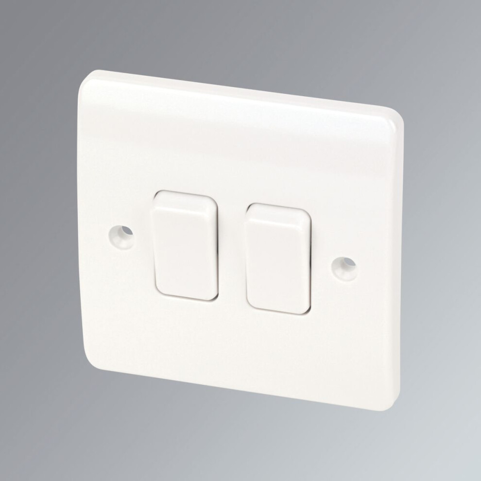 Mk 2-Gang 2-Way 10Ax Light Switch White By Mk 5051226569661