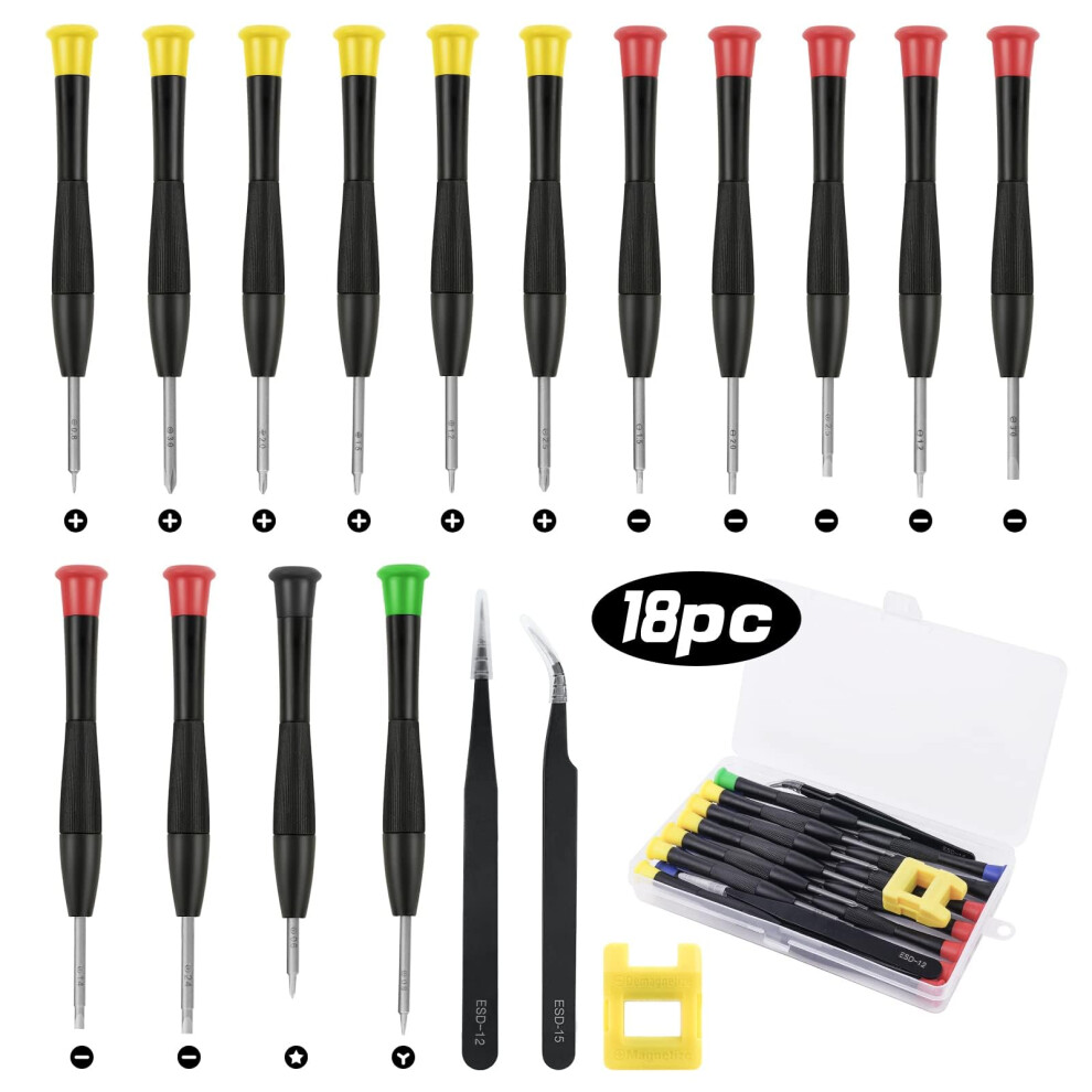Ainiv Precision Repair Screwdriver Set,15Pcs Small Screwdriver With With 2Pcs Tweezers And 1 Magnetizer Screwdriver Kit Tool For Ps4 Watchmakers Jewe 5009153068368