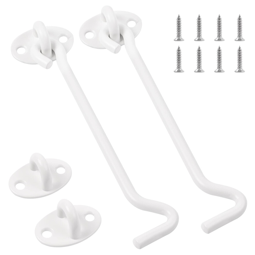 Jatiler 2 Pcs Cabin Hook 6 Inch, Stainless Steel Gate Hook And Eye Latch Barn Door Lock Gate Door Swivel Window Hook Outside With 8Pcs Mounting Screw 5005876960835