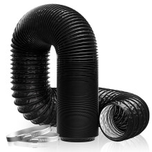 Hon&Guan 125mm Aluminium PVC Ventilation Air Ducting 5inch Flexible Vent Hose Pipe for Extractor Fan, Tumble Dryer, Cooker Hood(ø125mm*5m,Black)