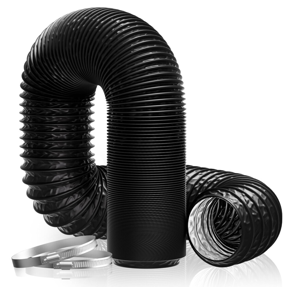 Hon&Guan 125Mm Aluminium Pvc Ventilation Air Ducting 5Inch Flexible Vent Hose Pipe For Extractor Fan, Tumble Dryer, Cooker Hood(Ã¸125Mm*5M,Black) 5051226966729