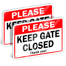 2 PC Please Keep Gate Closed Sign - 7x10 inches Aluminum Keep Door Closed Sign