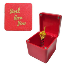 (Red) Funny Middle Finger In A Box Surprise Prank Spoof Pop Up Box Novelty Fun Gifts