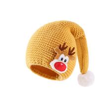 (Yellow) Warm and Cosy Kids Beanie Cap Baby Christmas Knitted Hat Breathable Toddlers Bonnet Shower Gift for Ages 1-4 Years Old White