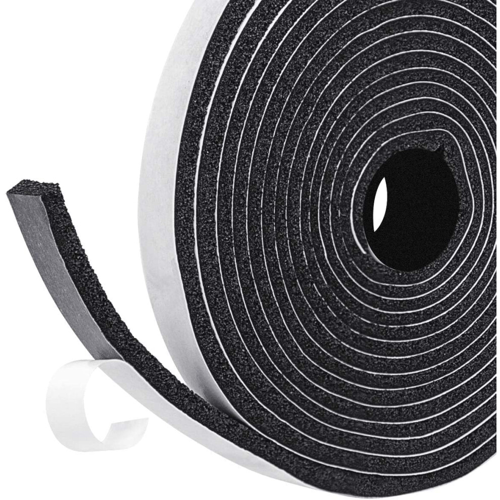 Keweiding 4M Single Sided Self Adhesive Weather Stripping Foam Tape, High Density Cr Foam & Neoprene For Window & Door Seal, Black, 12Mm X 6Mm 5051226561108