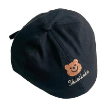 (Black) Cartoon Bear Beret Hat Spring Autumn Vintage Hat Headwear French Artist Cap for Kid Girl Baby Infant(3-10 Years) Off white1